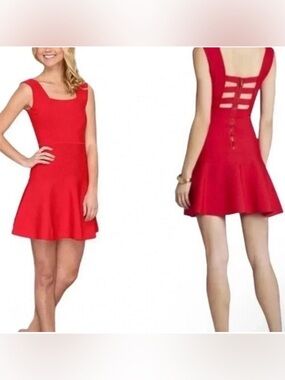 BCBG Maxazria Izella Red Back Cut-Out
Dress Size Large